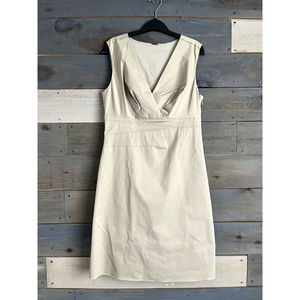 Never Worn Elie Tahari Cotton Poplin V Neck Dress 8 Tan